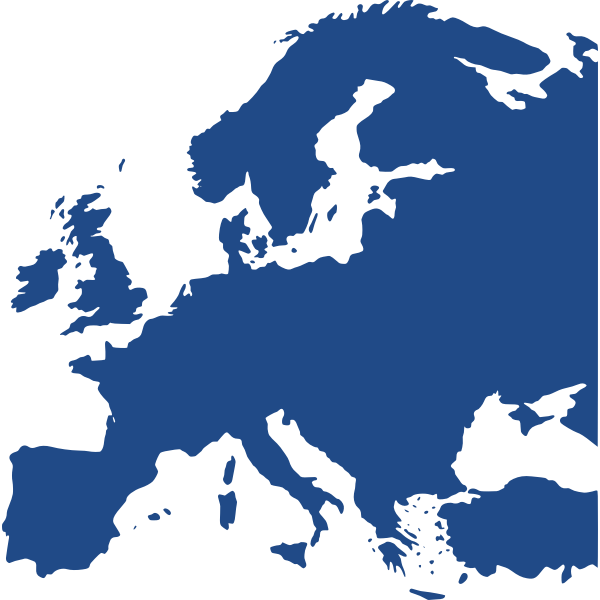 Map of Europe in dark blue color