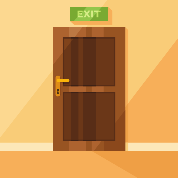 Exit door in brown color