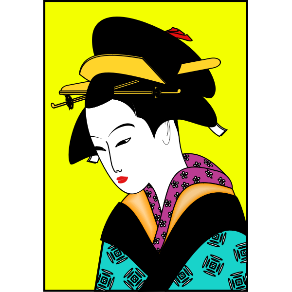 Japanese woman in color kimono vector image