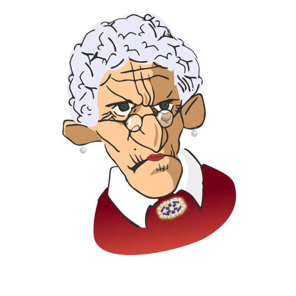 Vector illustration of grumpy old woman