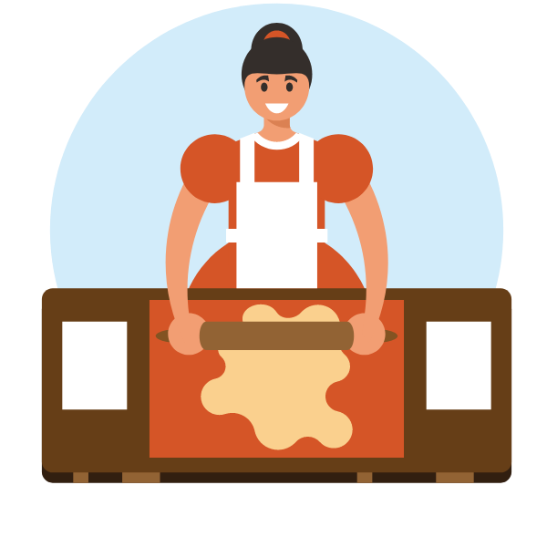 Woman rolls dough