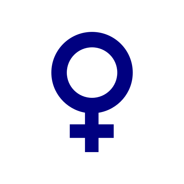 Vector image of dark blue gender symbol for females