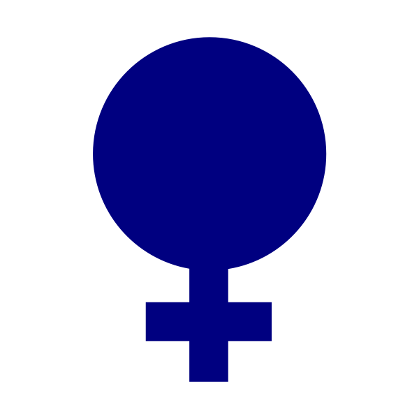 Vector drawing of full blue gender symbol for females