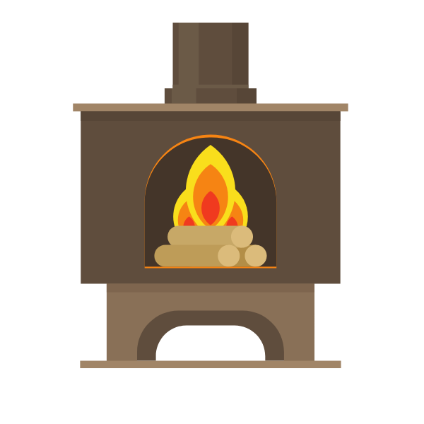 Fire in a fireplace