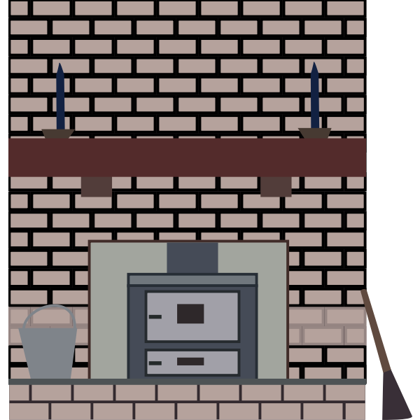 Coal stove in a fireplace vector drawing