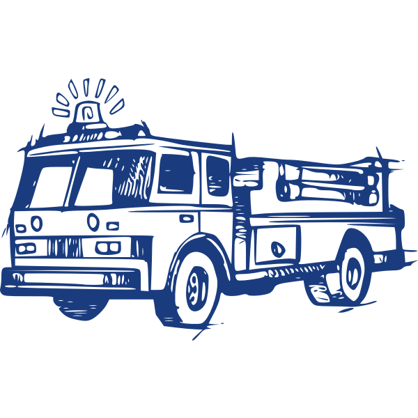 Fire brigade vehicle drawing in blue