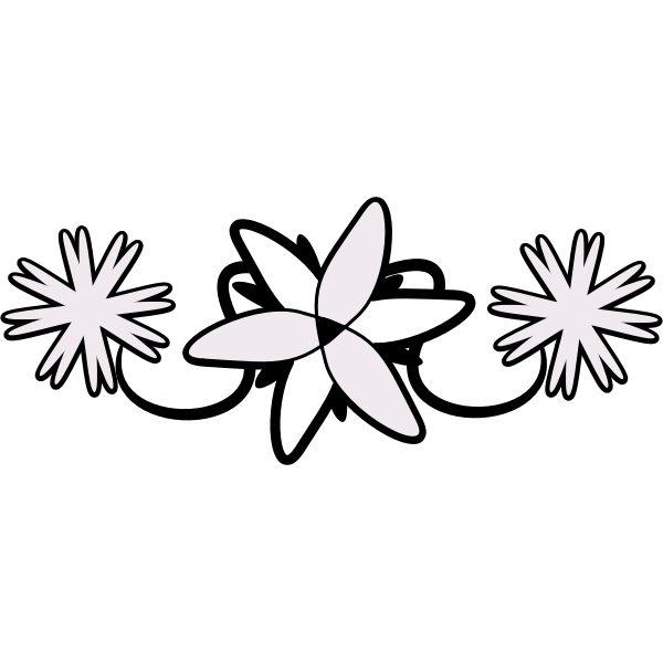 Vector drawing of three flowers decorative element