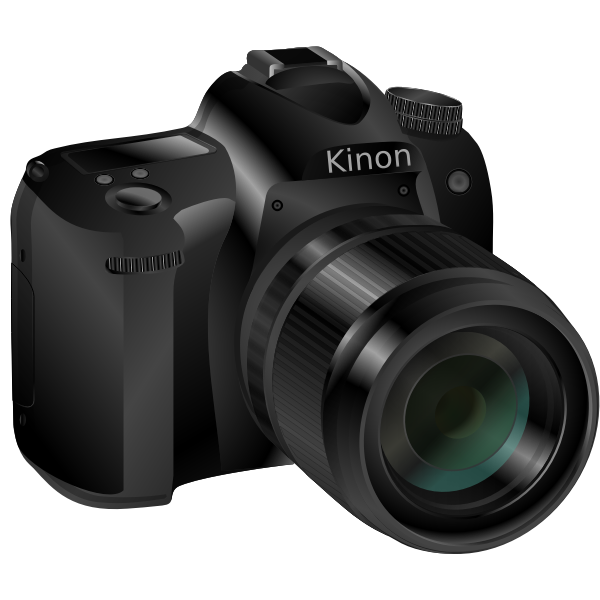 Photorealistic vector image of a black professional camera