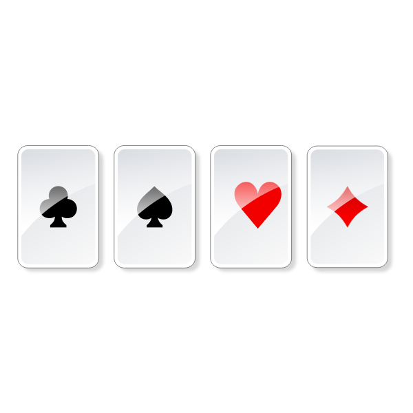 Vector graphics of set of glossy gambling cards