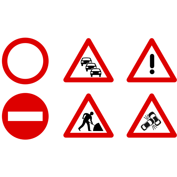 Traffic signs icons vector graphics