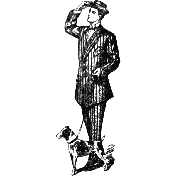 Gentleman and his dog vector illustration