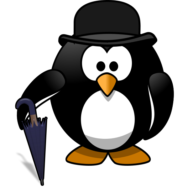 Gentleman penguin with umbrella vector graphics