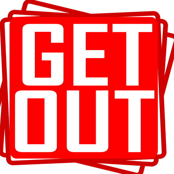 Get out red stamp vector drawing