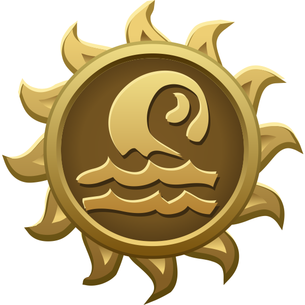 Vector clip art of grendaline sun shaped emblem