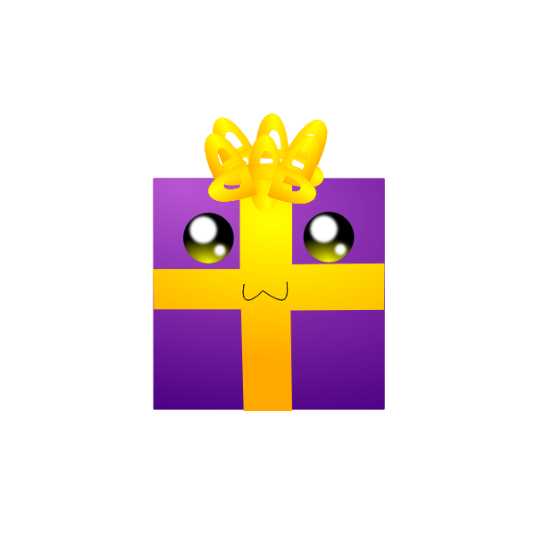 Humanoid purple gift box vector clip art