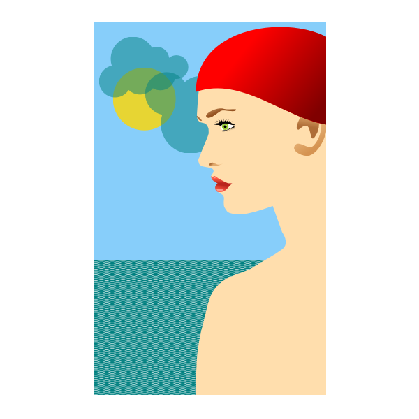 Vector image of young girl with red cap