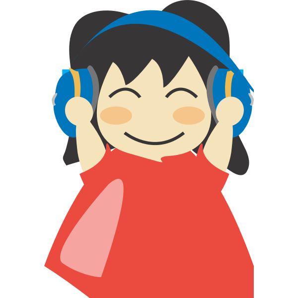 Girl with headphones vector drawing