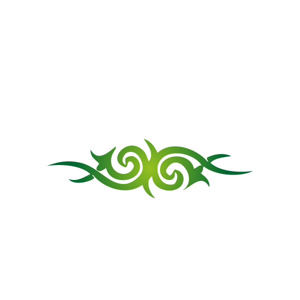 Vector drawing of symmetrical green top page decoration