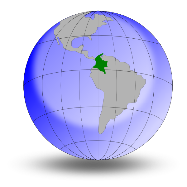 Colombia on globe