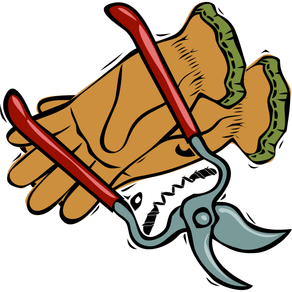 Gloves and cutting scissors vector graphics