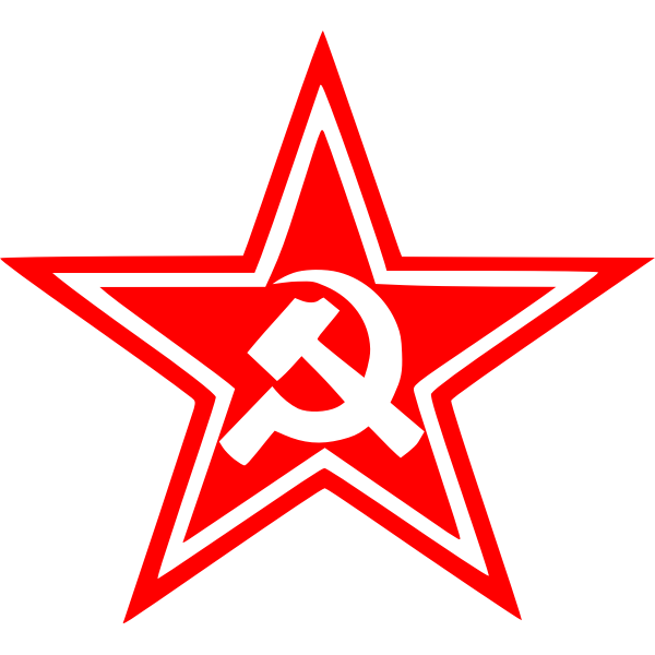 Vector graphics of red sickle and hammer star