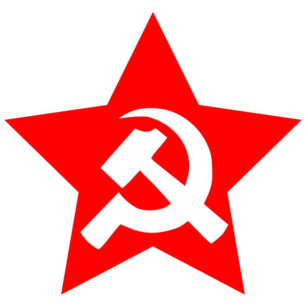 Vector image of large hammer and sickle in star