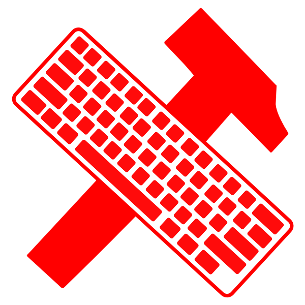 Keyboard over hammer vector image