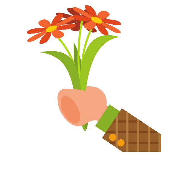 Hand with a bouquet of flowers