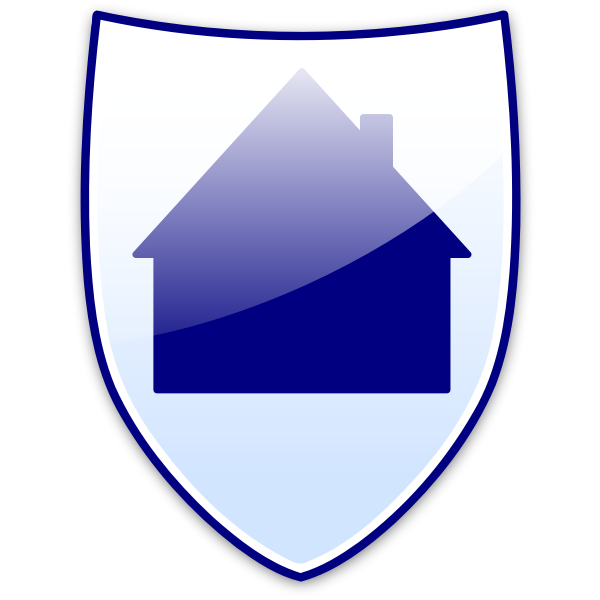 Vector image of blue house on a shield