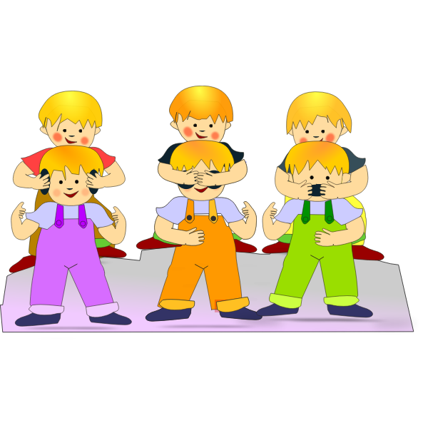 Kids playing by hiding eyes vector clip art