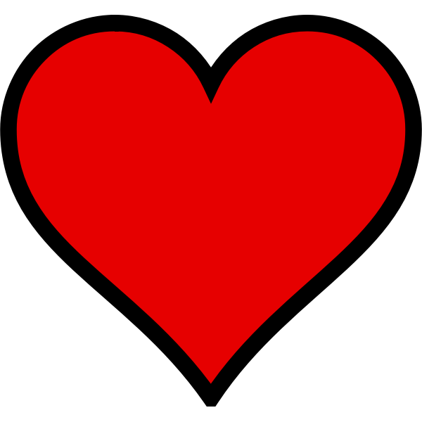 Red heart with black outline