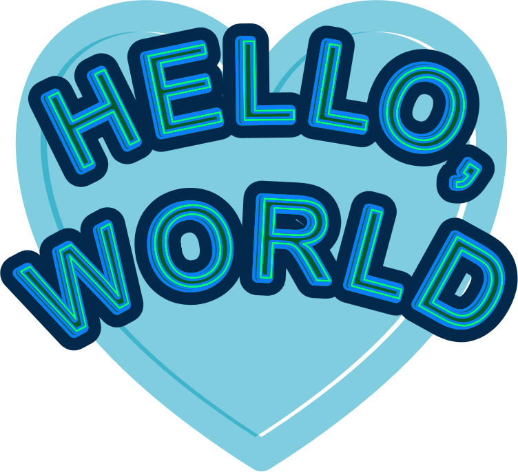 Hello World Blue Heart