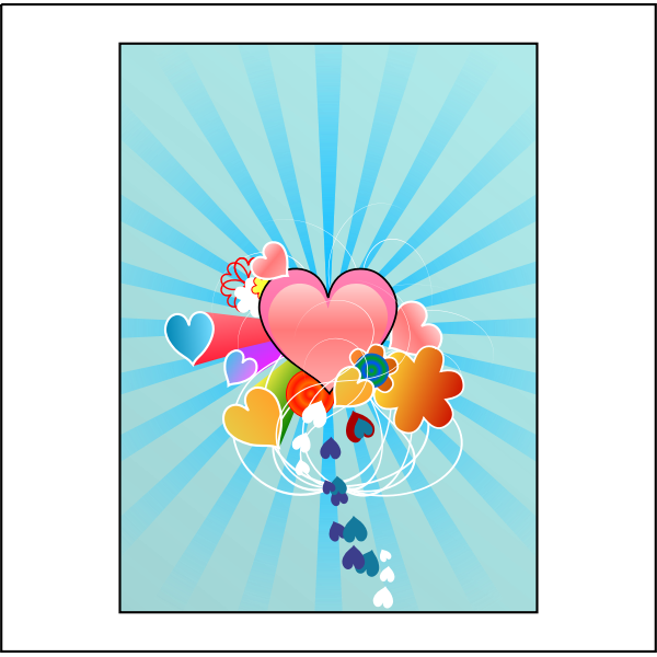 Hearts with Blue Rays Vector