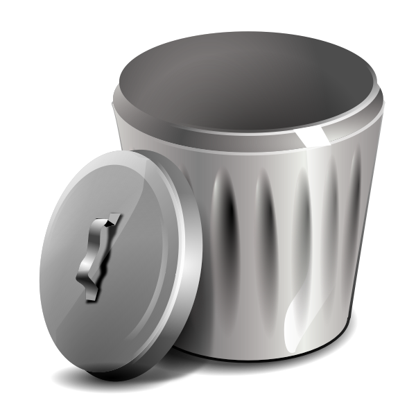 Open metallic trash can vector illustration