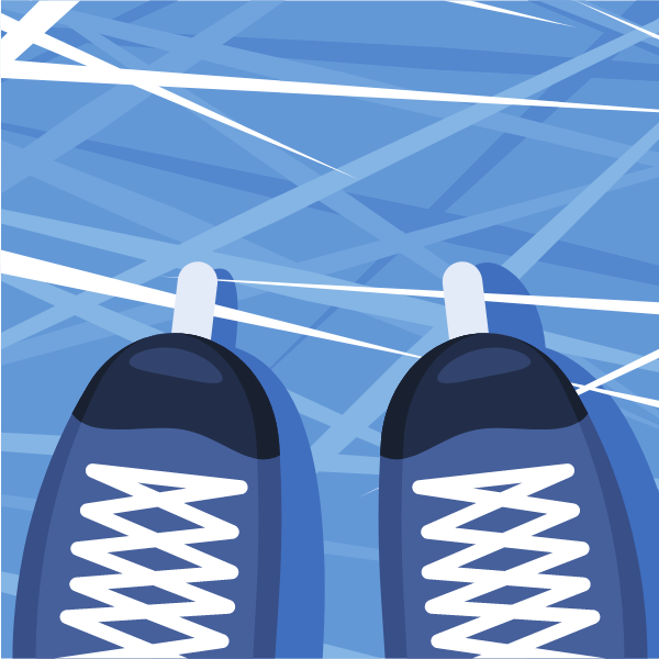 Ice skates on icy surface