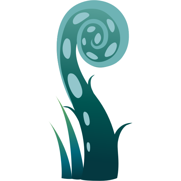 Vector graphics of aqua colored spiralling plant