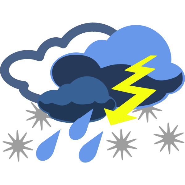 Vector graphics of rain, snow and thunder weather color map symbol