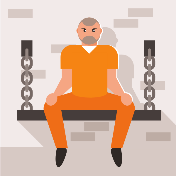 Inmate in a prison cell