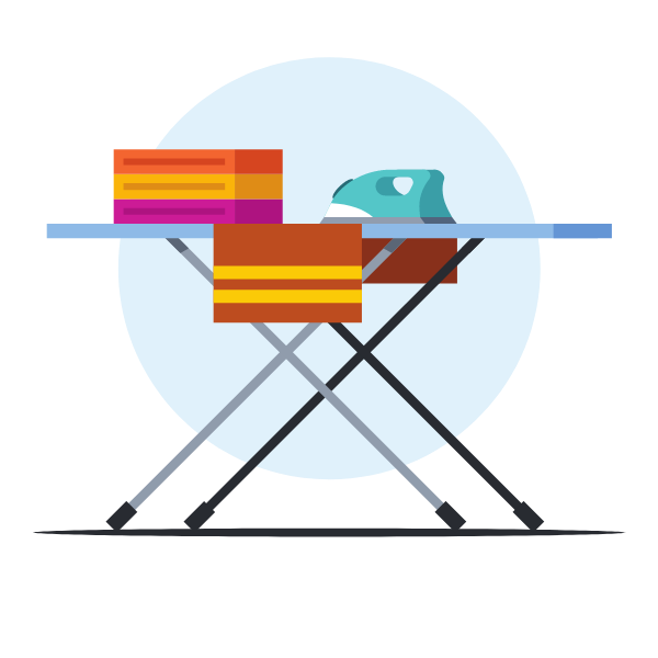 Ironing board and clothing