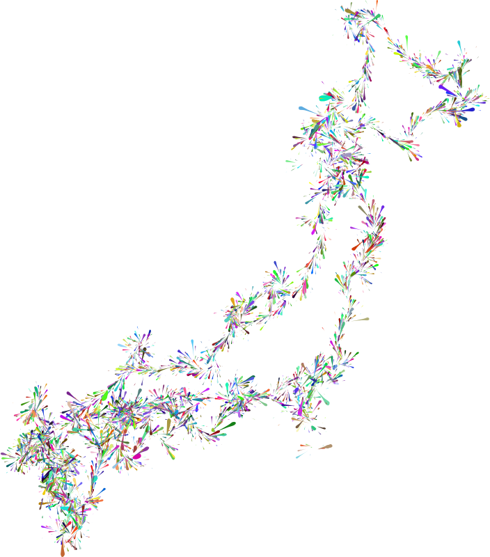 Japan splatter outline map