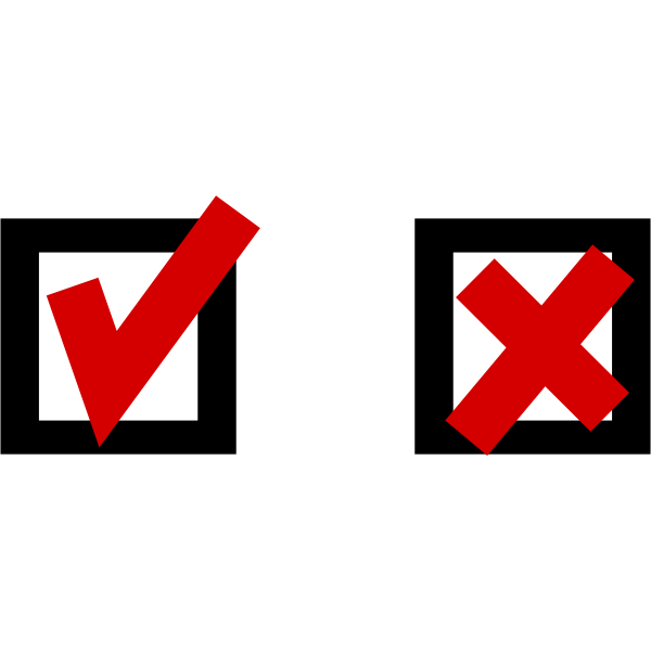 Tick and cross checkbox vector llustration