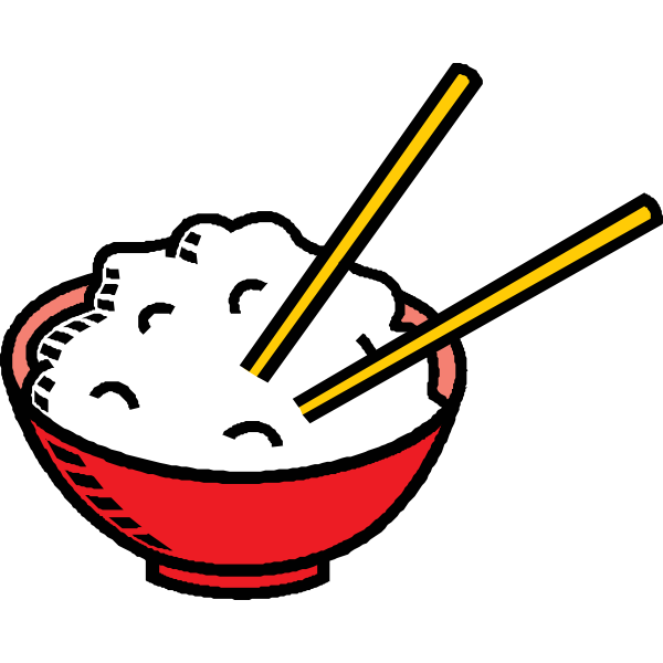 Bowl of rice with chopsticks vector clip art