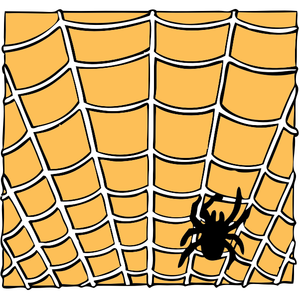 Vector drawing of spider on a spider web