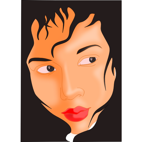 Vector graphics of girl face in a black framed box