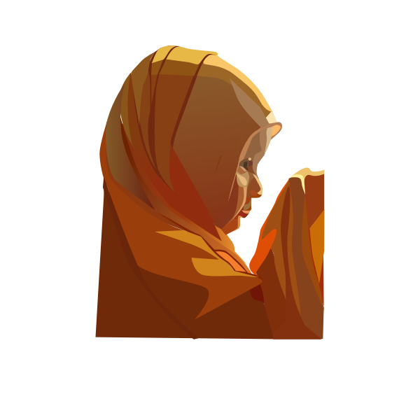 Vector illustration of young woman praying