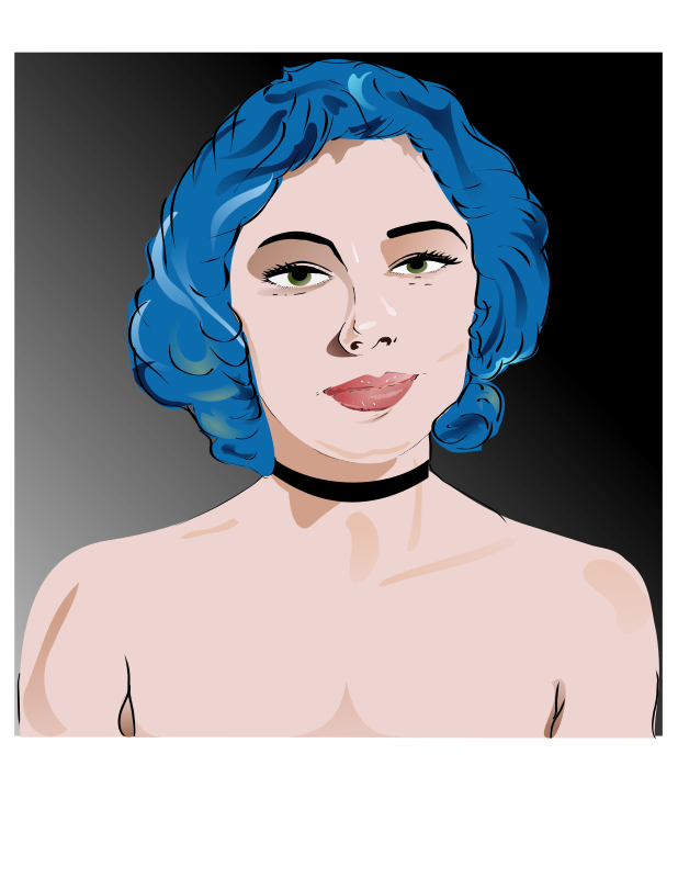 Woman with blue hair