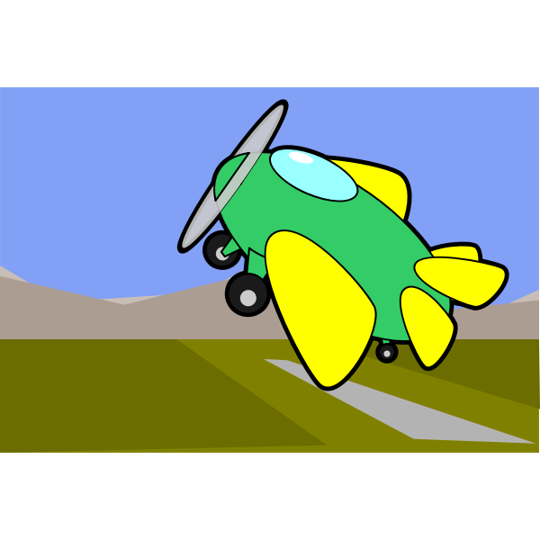 Cartoon vector graphics of ascending aircraft