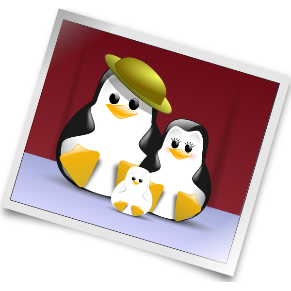 Penguin family photo vector illustration