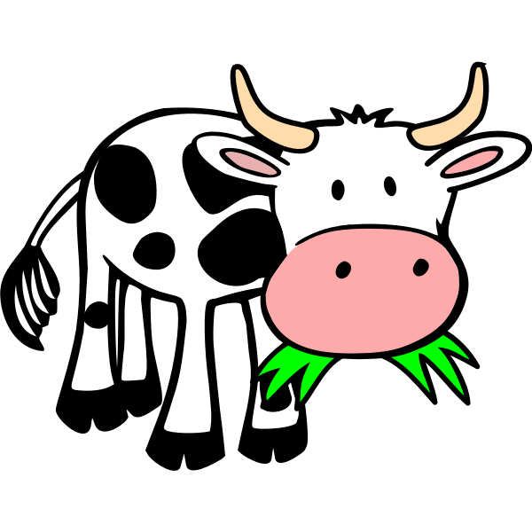 Comic cow eating grass vector image