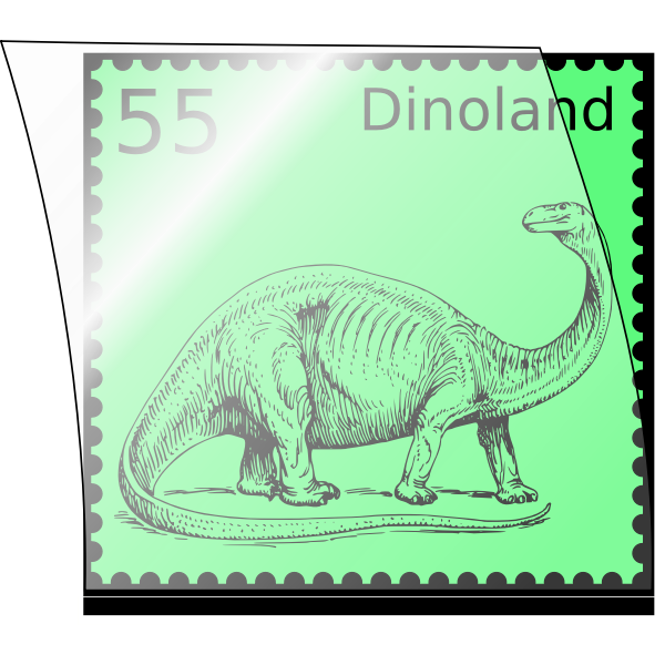 Vector image of dinosaur stamp for mailing with transparent protection